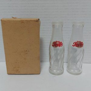 Pepsi Cola Soda Salt and Pepper Shakers Glass Bottles 4 1/4"
